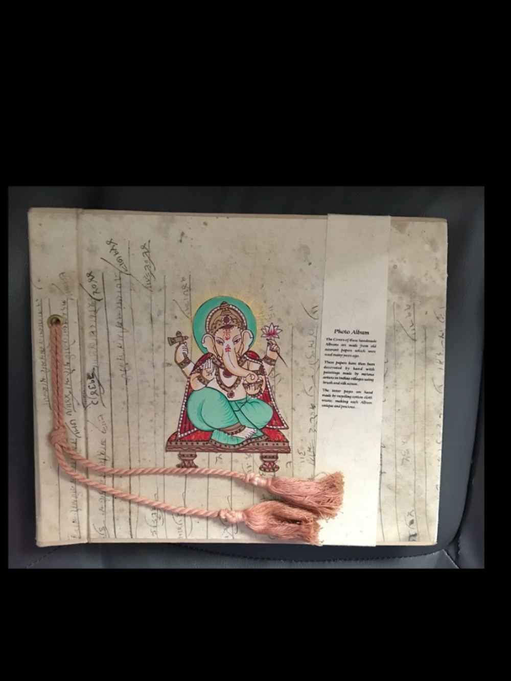 Handmade Environmental Photo Album From India W/ Lord Ganesha on the Cover